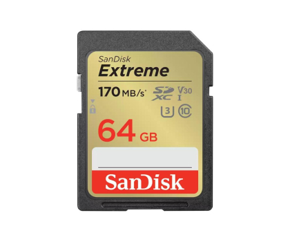 Karta pamięci Sandisk 64GB SDXC Extreme 170MB/s A2 C10 V30 UHS-I U3